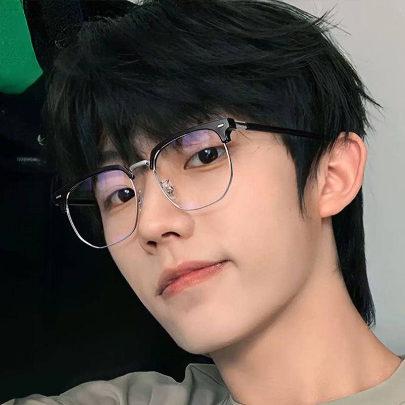 Fashion Half Metal Glasses Frame Men Tr90 Computer Eye Glasses Frames For Men Classic Optical Glasses Eyeglasses Spectacle Frame