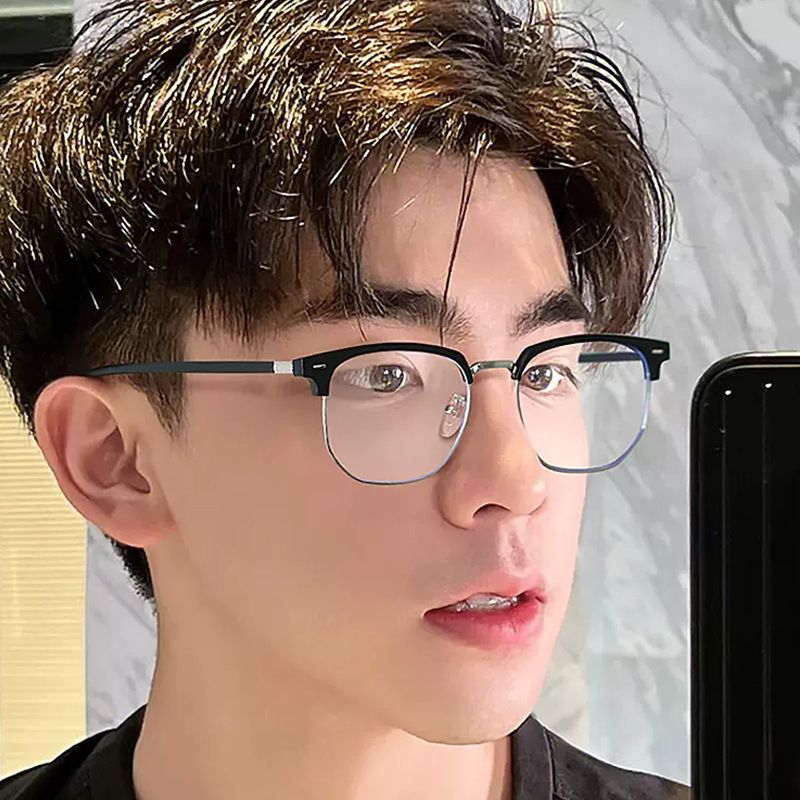 Fashion Half Metal Glasses Frame Men Tr90 Computer Eye Glasses Frames For Men Classic Optical Glasses Eyeglasses Spectacle Frame
