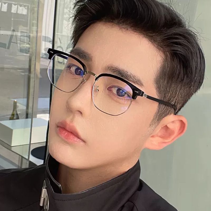 Fashion Half Metal Glasses Frame Men Tr90 Computer Eye Glasses Frames For Men Classic Optical Glasses Eyeglasses Spectacle Frame