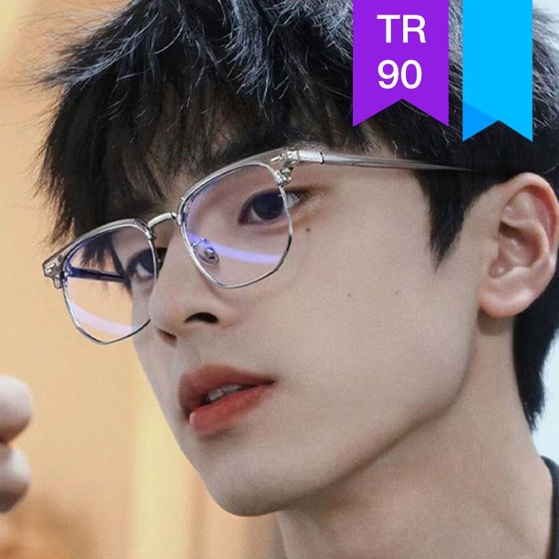 Fashion Half Metal Glasses Frame Men Tr90 Computer Eye Glasses Frames For Men Classic Optical Glasses Eyeglasses Spectacle Frame