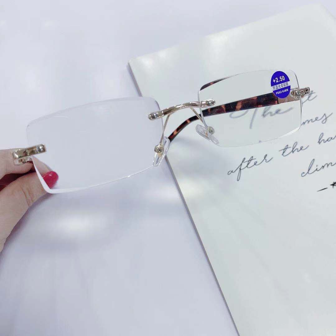 Anti Blue Light Reading Glasses Men Business Rimless Presbyopic Eye Glasses Women Vintage Ultralight Optical Farsighted Eyewear