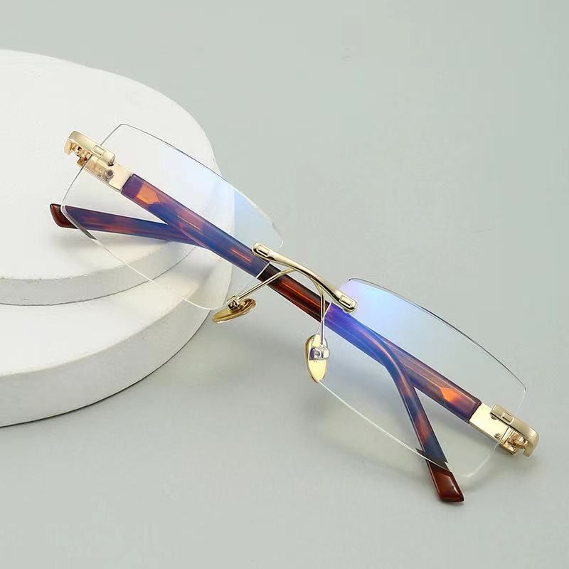 Anti Blue Light Reading Glasses Men Business Rimless Presbyopic Eye Glasses Women Vintage Ultralight Optical Farsighted Eyewear