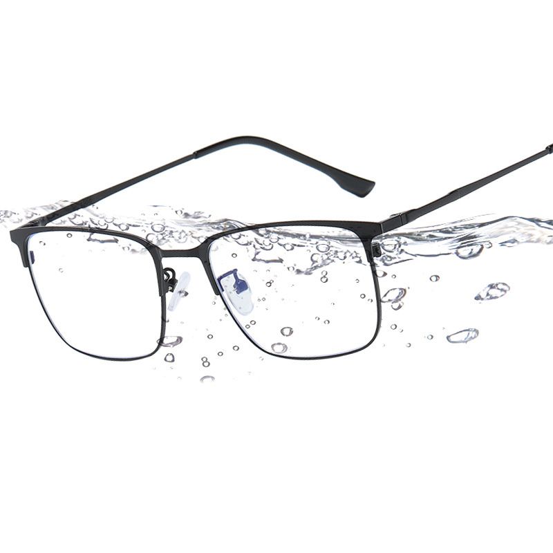 Fashion Big Square Metal Frame Men Photochromic Glasses Anti-Blue Light Color Change Glasses Women Men Eye Protection Spectacles