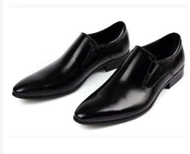 Men's Official Leather Shoes Slip On - Black