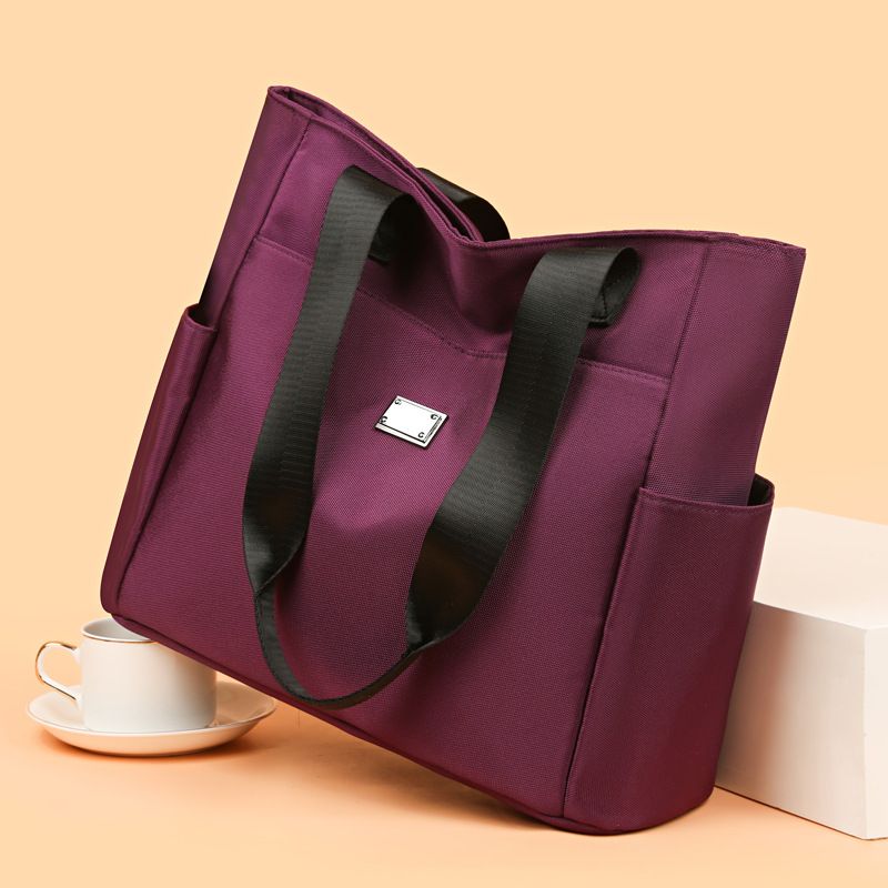 Female handbag waterproof shoulder bag female bag popular simple solid color large capacity Oxford cloth bag Tote Bags Purple