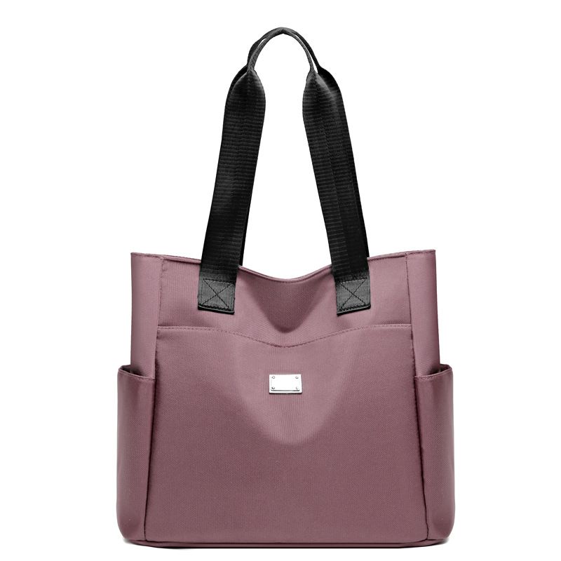 Female handbag waterproof shoulder bag female bag popular simple solid color large capacity Oxford cloth bag Tote Bags