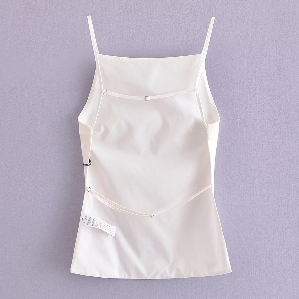 Women Fashion Solid Lace Up Backless Camisole Vintage Thin Straps Square Collar Female Chic Lady Tops