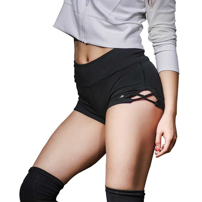Spring and summer new tight hip yoga shorts motorcycle cross hollowing sports shorts