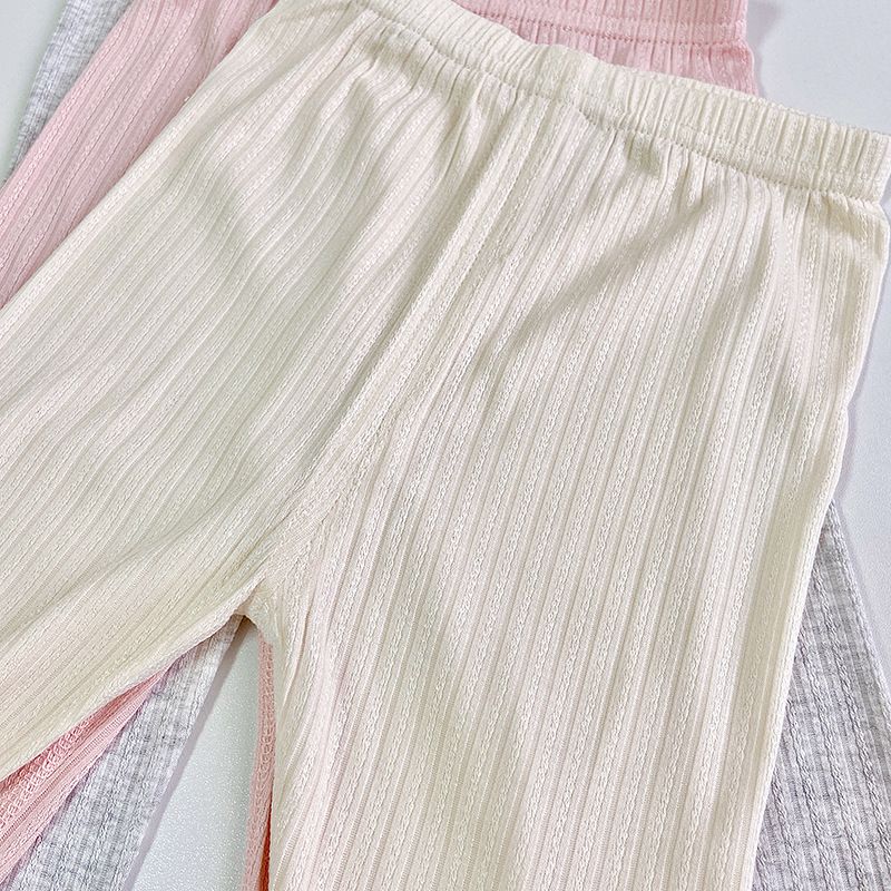 Children's seven cotton bottoms summer thin section girls lace jacquard bow Slim children's pants