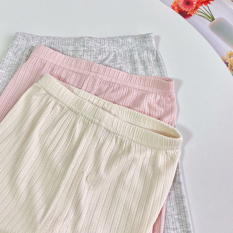 Children's seven cotton bottoms summer thin section girls lace jacquard bow Slim children's pants