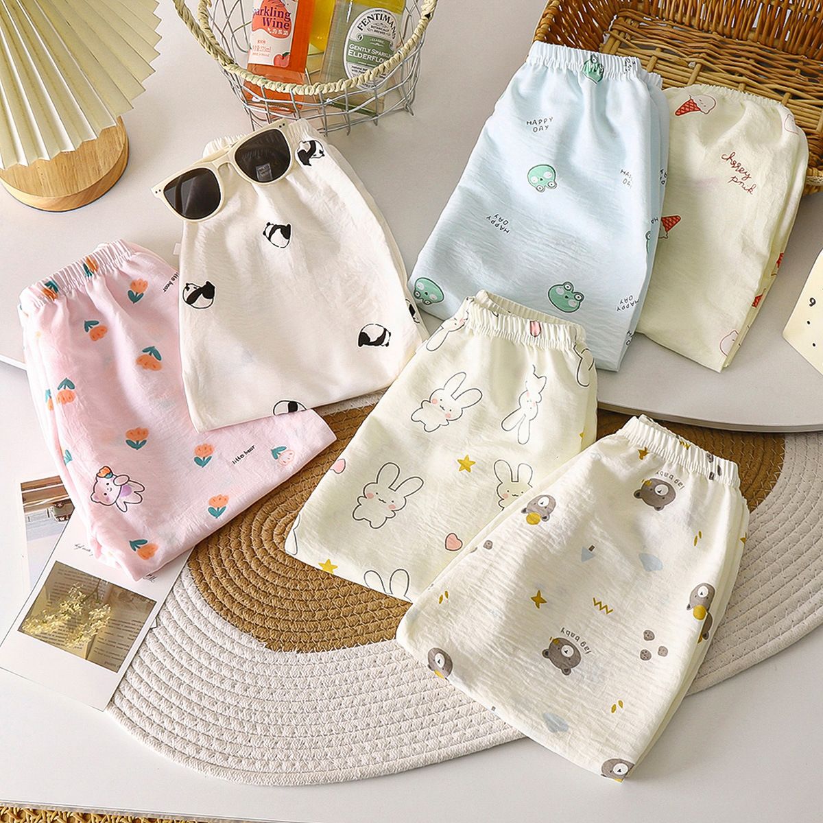 3pcs Children's nine anti-mosquito pants cloud cotton summer thin section boys and girls lantern pants baby casual children's pants
