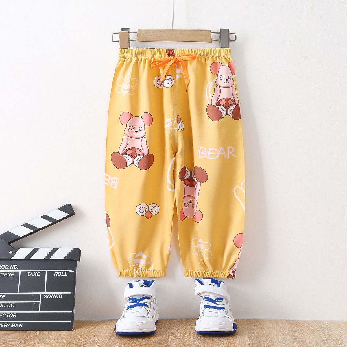 3pcs Children's summer thin cotton silk anti-mosquito pants in small children cartoon lantern pants boys and girls nine-minute pants outside casual pants