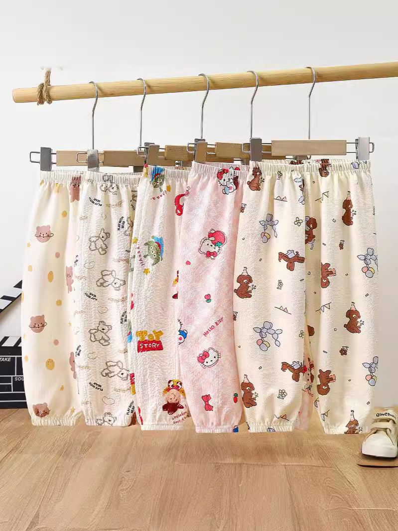 3pcs Children's anti-mosquito pants summer thin section loose sleeping pants baby casual sports pants boys and girls lantern pants