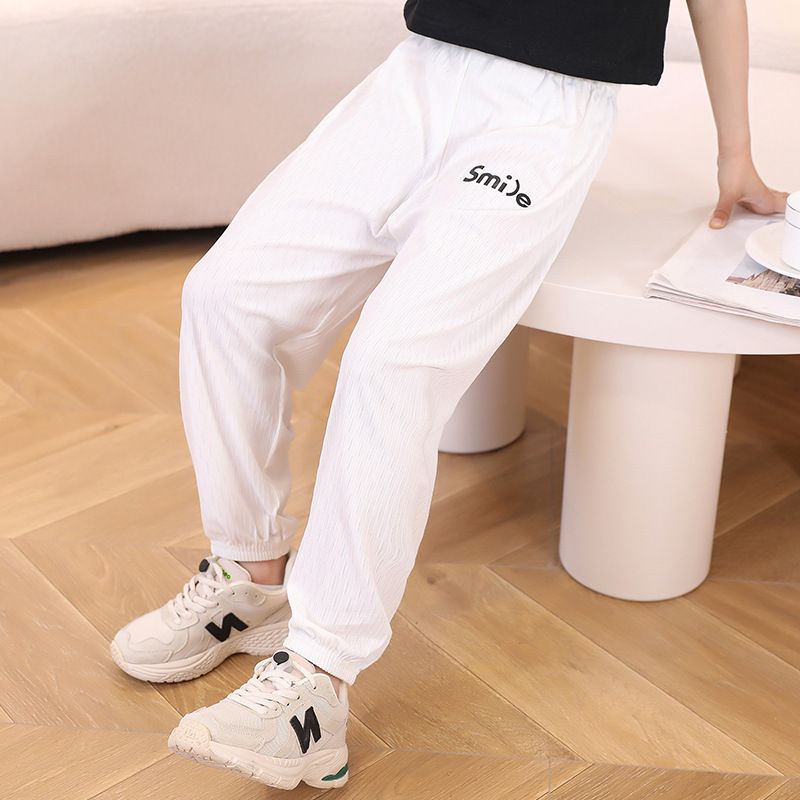 3pcs Children's anti-mosquito pants summer thin section boys and girls beach pants solid color loose lantern pants baby nine minutes casual pants