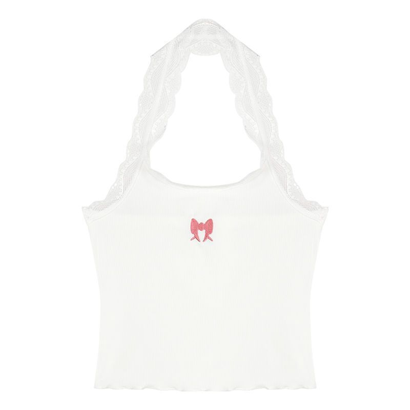 Lace Lace Hanging Neck Camisole Small Vest Women's 2024 Summer Sweet Spice Girl Sleeveless Short Inner Tops Outer Wear