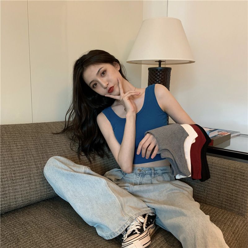 1pcs High waist short crop design sense of the minority outside to wear the bottom of the small halter I-vest female with sleeveless blouse