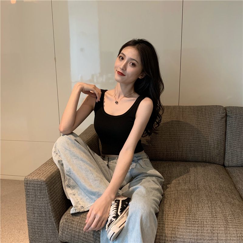 1pcs High waist short crop design sense of the minority outside to wear the bottom of the small halter I-vest female with sleeveless blouse