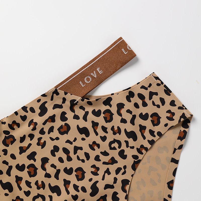 Lingerie Panty set Sexy Letter straps Comfortable Ice Silk seamless leopard print Seductive bra for women