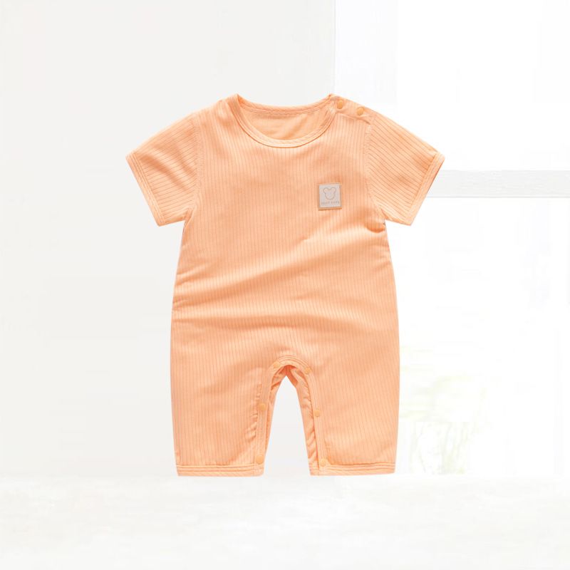 Summer Baby Short Sleeve Model onesie Thin breathable boneless shoulder open-top baby pajamas for children