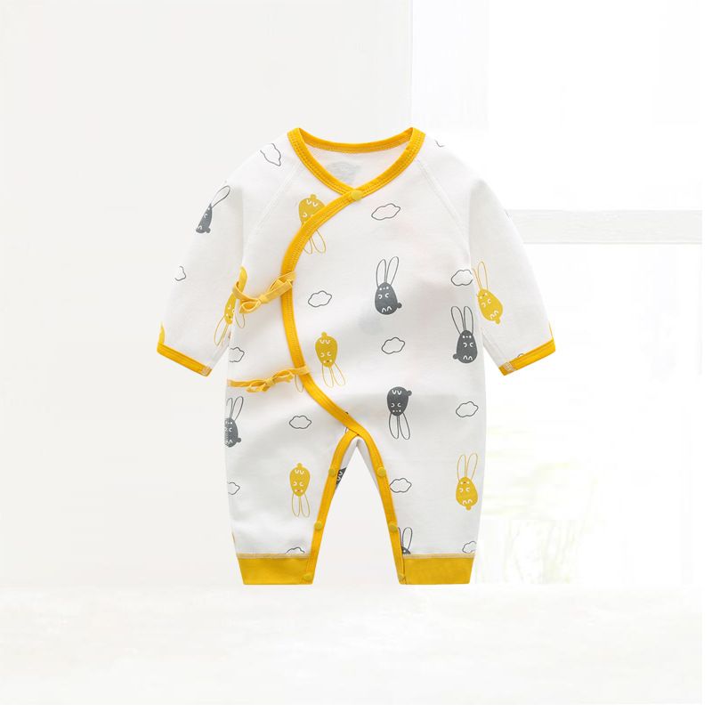 New baby onesie Spring and autumn baby clothes double-sided butterfly clothes pure cotton boneless long-sleeved crawling clothes