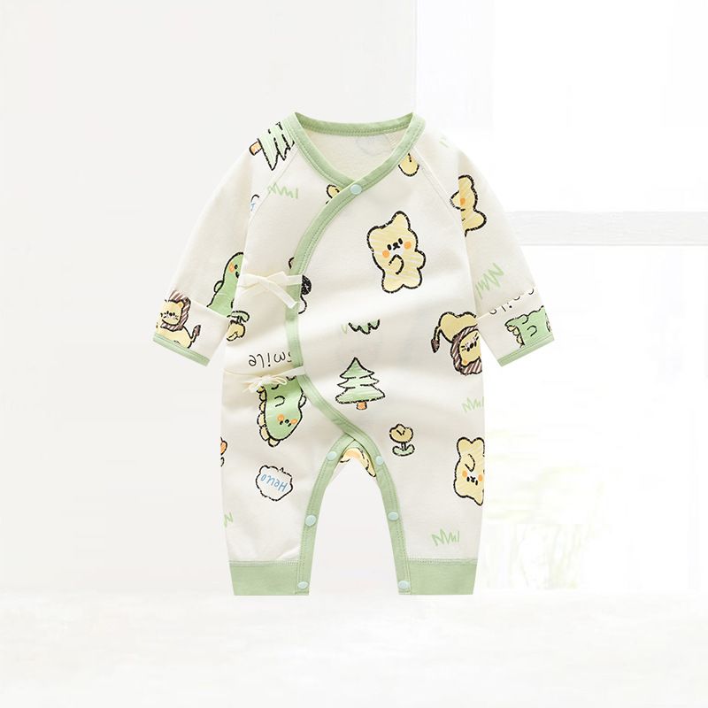 New baby onesie Spring and autumn baby clothes double-sided butterfly clothes pure cotton boneless long-sleeved crawling clothes