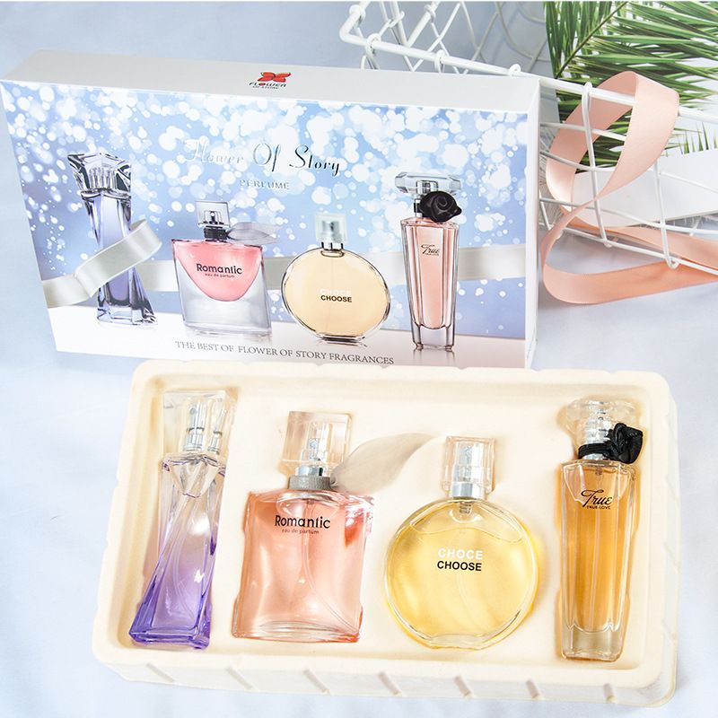 4PCS Women's Perfume Set Fresh and Long-lasting 4 Different Fragrance Ladies Perfumes Floral and Fruity Fragrance Gift Box Set