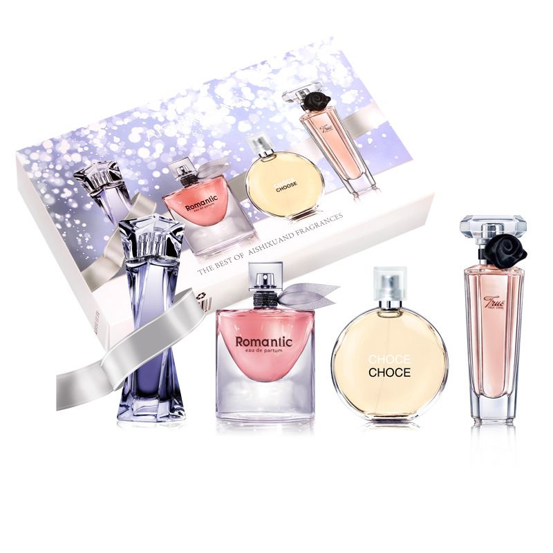 4PCS Women's Perfume Set Fresh and Long-lasting 4 Different Fragrance Ladies Perfumes Floral and Fruity Fragrance Gift Box Set