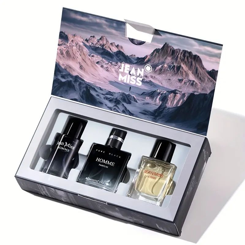 30ml*3 Bottles Men's Perfume Set Cologne Gift Set Refreshing Fruity Notes Long Lasting Fragrance For Dating and Daily Life