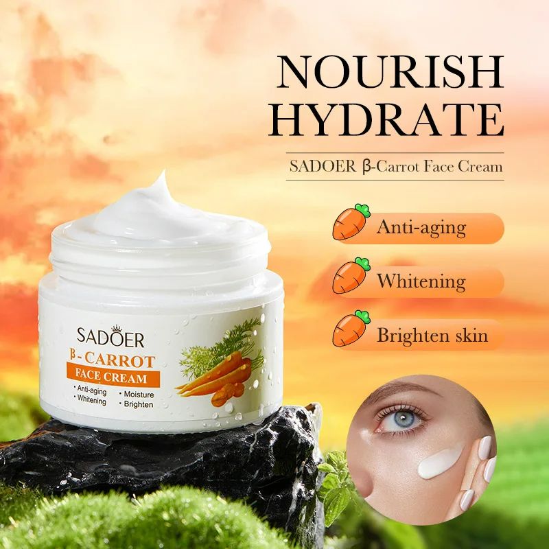 β Carrot Face Cream Anti-Aging Whitening Moisturizing Shrink Pores Repair Dry Oil Skin Facial Cream Reduce Wrinkles Fade Fine Lines Hydrating Whitening Firm Brighten Skin Care
