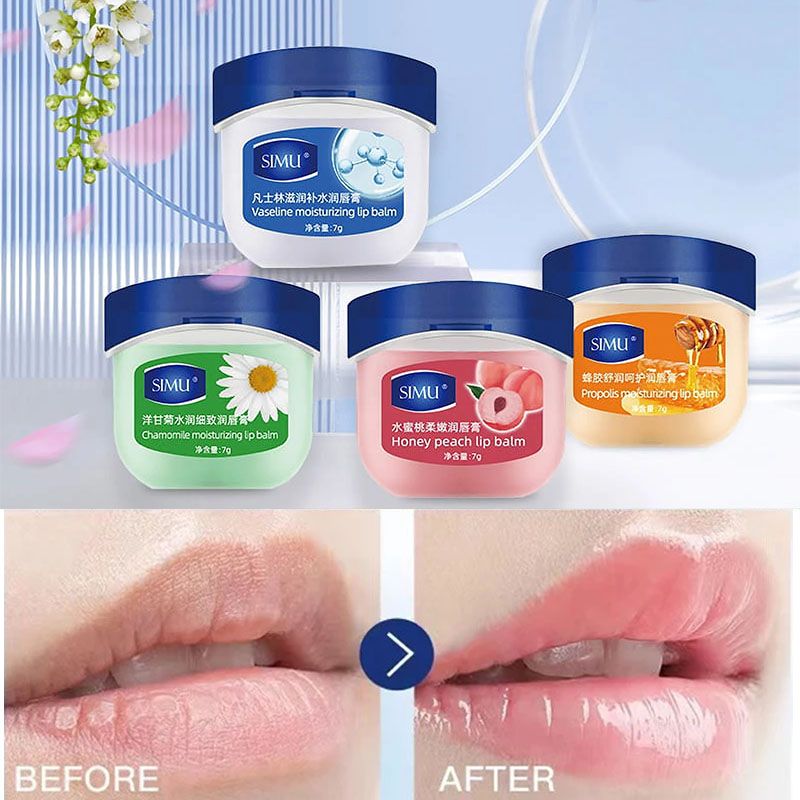 4PCS Vaseline Lip Balm Natural Plant Moisturizing Lip Mask Anti-Crack Lip Care Lip Petroleum Jelly Lip Balm Moisturizer Balm