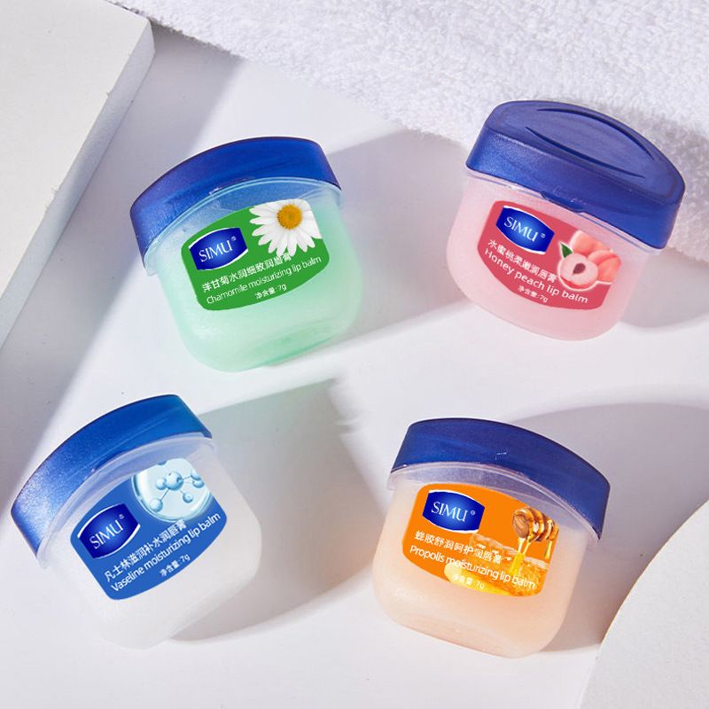 4PCS Vaseline Lip Balm Natural Plant Moisturizing Lip Mask Anti-Crack Lip Care Lip Petroleum Jelly Lip Balm Moisturizer Balm