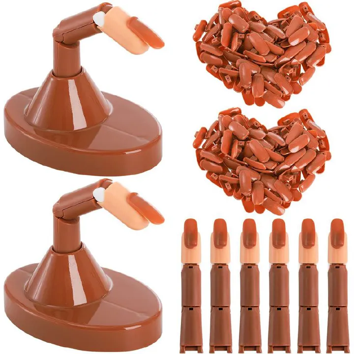 Acrylic Flexible Moveable Nail Practice Finger Adjustable Fake Fingers  Detachable Beginners Practice Moving Finger Strap Base Hand Nail Art Training Nails Art DIY Tool