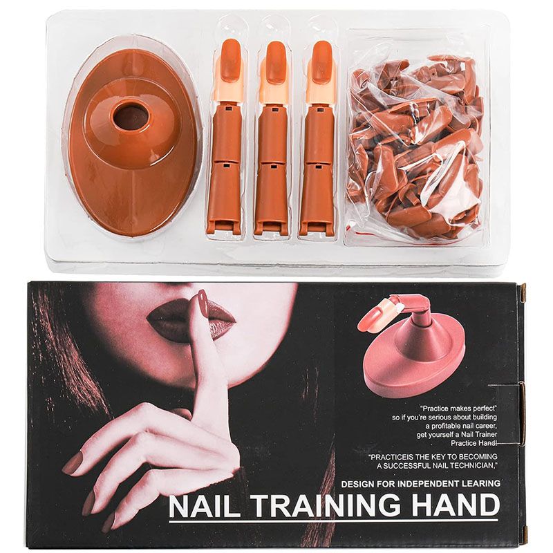 Acrylic Flexible Moveable Nail Practice Finger Adjustable Fake Fingers  Detachable Beginners Practice Moving Finger Strap Base Hand Nail Art Training Nails Art DIY Tool