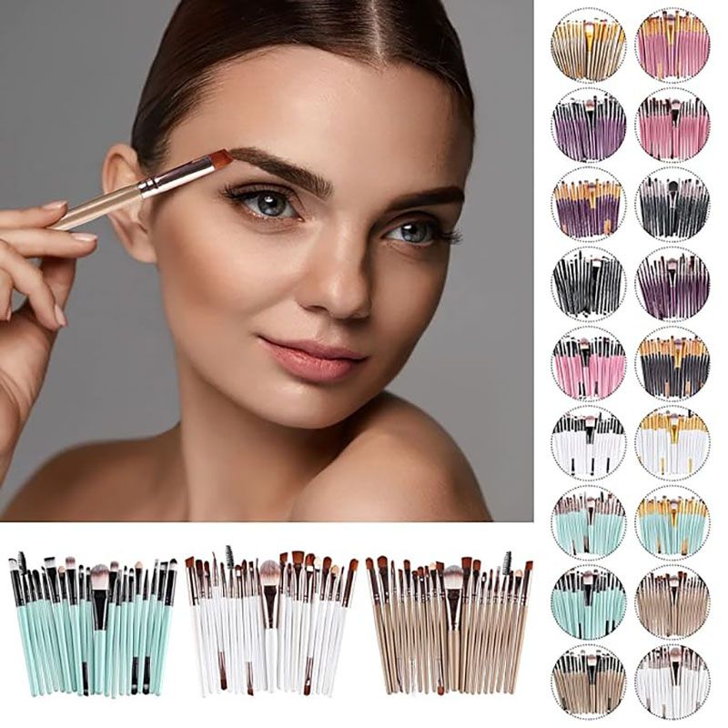 20 PCS Professional Makeup Brushes Set Foundation Eyebrow Eyeliner Blush Cosmetic Brushes Concealer Brushes Eye Shadow Blending Liner Make Up Brush Kit