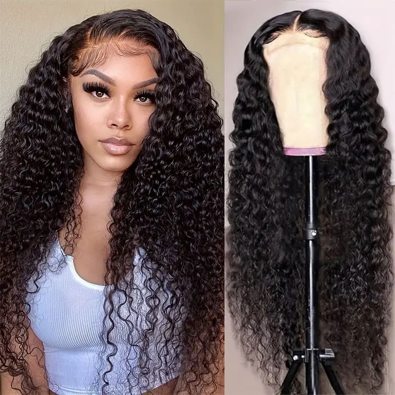 Women Wigs Long Loose Curly Deep Wave Wig Heat Resistant Synthetic Middle Part Ladies Hair Wig Gift