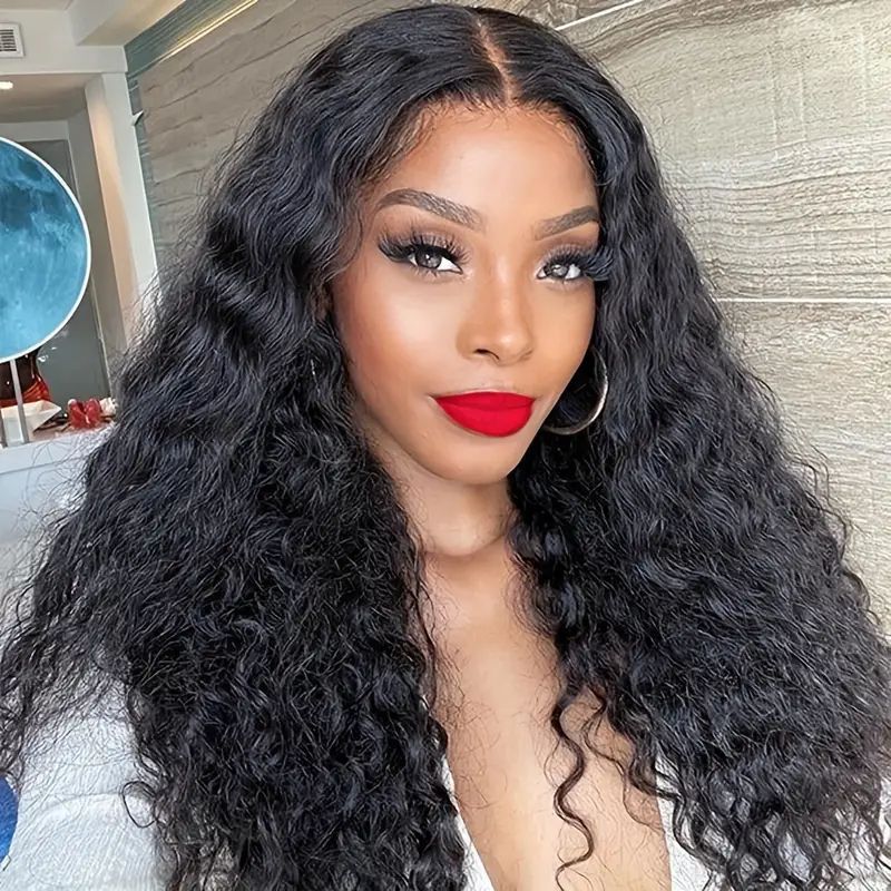 Women Wigs Long Loose Curly Deep Wave Wig Heat Resistant Synthetic Middle Part Ladies Hair Wig Gift
