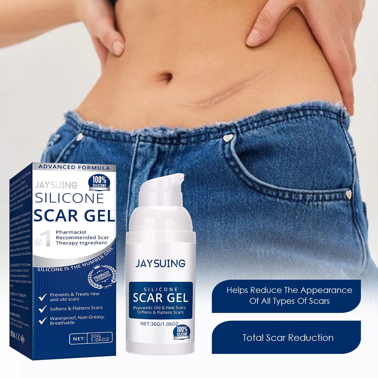 Silicone Scar Removal Gel Removal Skin Scars Cream Treat Surgery Scars Stretch Marks Acne Pox Prints Burn Repair Facial Care Gel Whitening Pigmentation Corrector