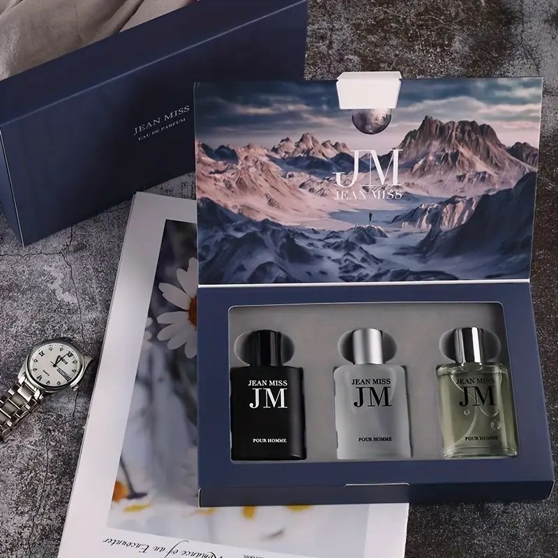 3PCS Men's Perfume Set Floral Woody Notes Refreshing And Long Lasting Elegant Fragrance Perfume Gift Box For Dating And Daily Life  Perfect Gift For Him