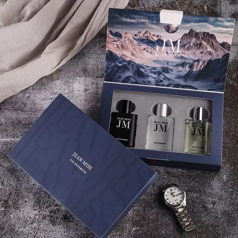 3PCS Men's Perfume Set Floral Woody Notes Refreshing And Long Lasting Elegant Fragrance Perfume Gift Box For Dating And Daily Life  Perfect Gift For Him