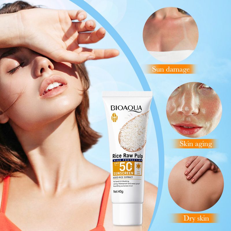 24pcs Rice Raw Pulp Brightening Moisturizing Deep Clean UV Blocking Skin Care Sets Facial Cleanser + Face Cram + Face Essence  + SPF50+ Sunscreen + 20pcs Sleep Masks