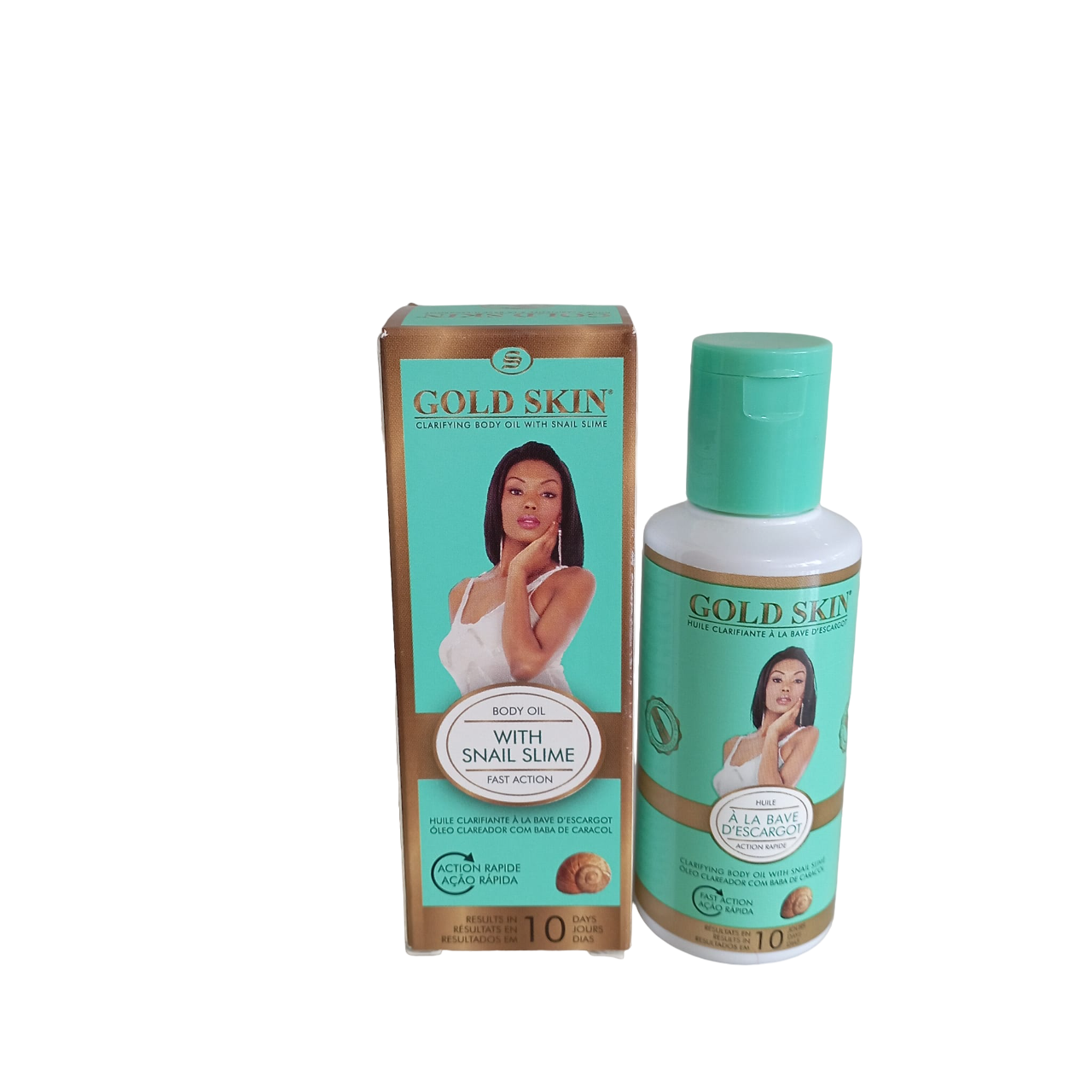 GOLD SKIN Clarifying Face & Body Oil with SNAIL SLIME. Moisturizes, Fades Spots, Brightens, Firms, Smoothes, Removes Wrinkles & Prevent skin aging, Makes skin radiant, Clears Blemishes & Evens.