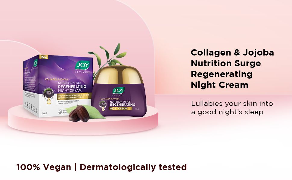 Joy COLLAGEN & JOJOBA  Face Night Cream. Moisturizes, Prevent premature aging, Removes Wrinkles, Renews, Repairs damaged skin, Firms & Tightens, Rejuvenates, Replenishes, Improves skin texture & tone