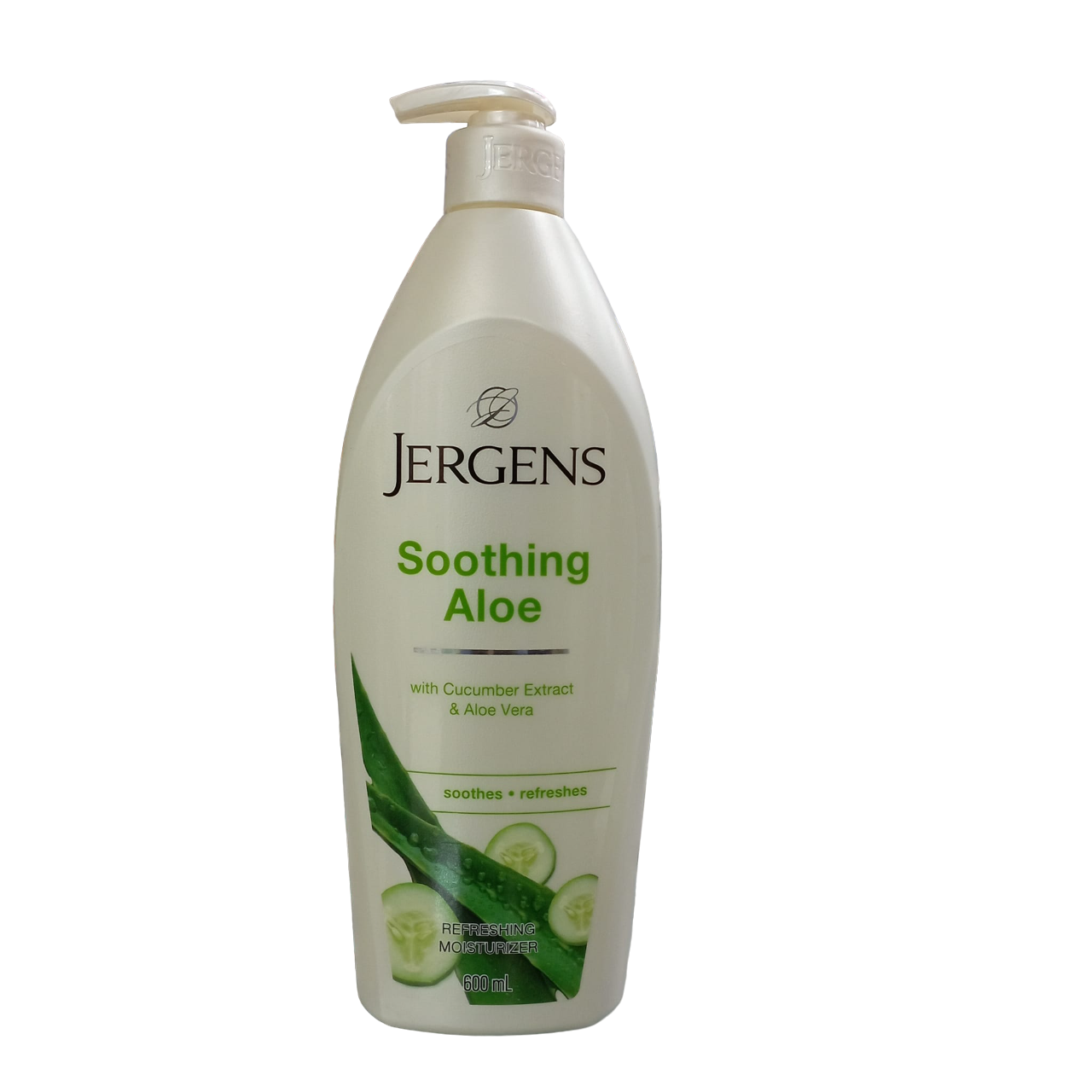 Jergens Soothing Aloe Moisturizer Lotion with Cucumber & Aloe Vera. Soothes, Moisturizes, Refreshes, Deeply Luminous skin, Softens, Revives, Beautifies, Unifies, Glows and Hydrates
