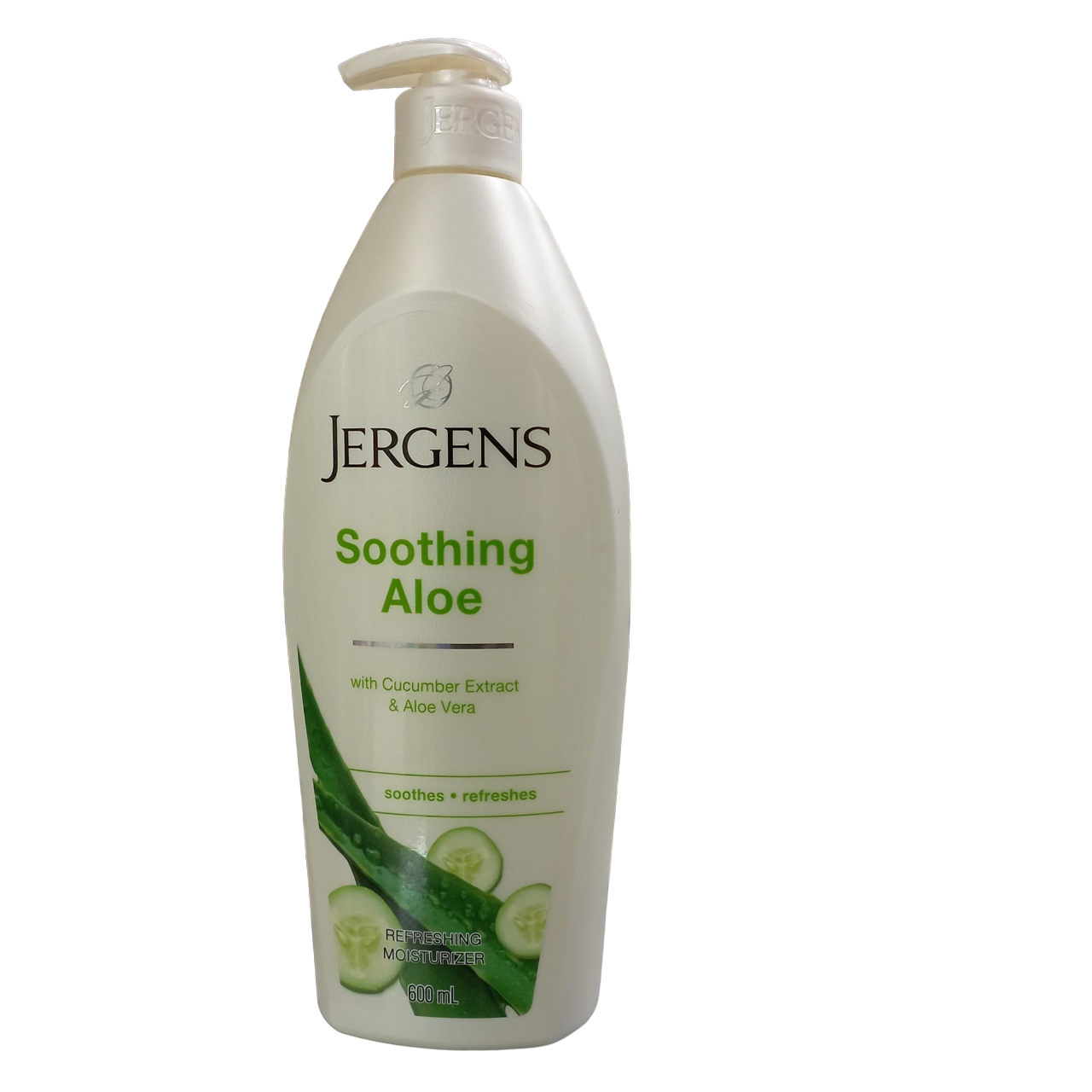 Jergens Soothing Aloe Moisturizer Lotion with Cucumber & Aloe Vera. Soothes, Moisturizes, Refreshes, Deeply Luminous skin, Softens, Revives, Beautifies, Unifies, Glows and Hydrates