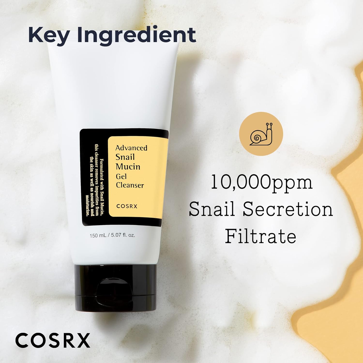 Cosrx Snail Mucin Gel Cleanser. Removes impurities, Acne, Restore skin barrier, Moisturizes, Nourishes, Smooths, Cleanses, Protect the skin, Evens, Glows, Reduces redness & Irritations