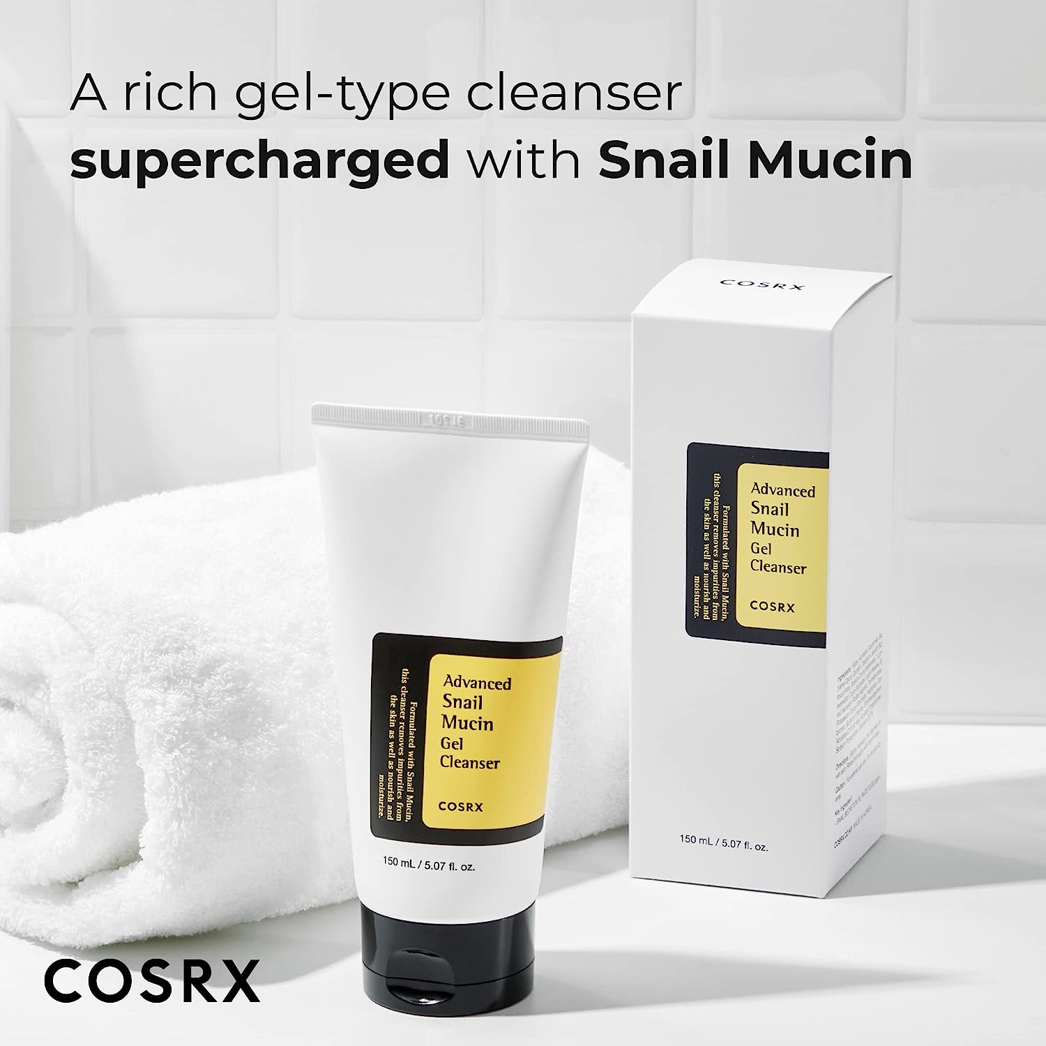 Cosrx Snail Mucin Gel Cleanser. Removes impurities, Acne, Restore skin barrier, Moisturizes, Nourishes, Smooths, Cleanses, Protect the skin, Evens, Glows, Reduces redness & Irritations