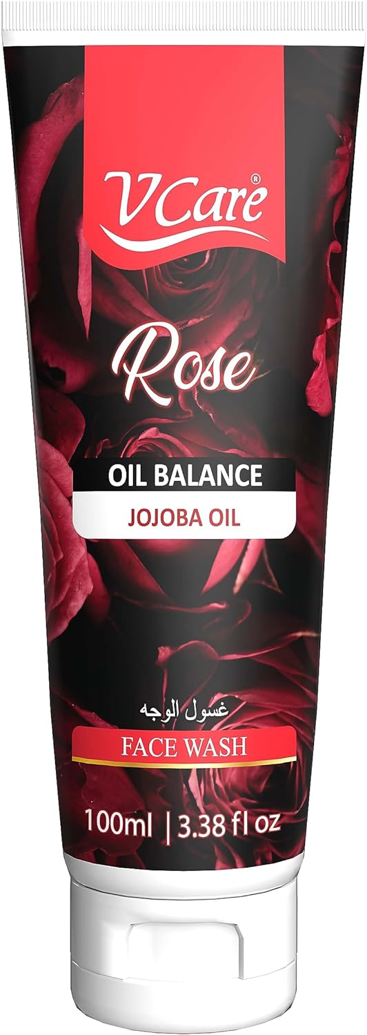 V Care Rose OIL Balance JOJOBA Oil Face Wash. Restores Oil balance, Deeply cleanses, Unclogs pores, Replenishes, Moisturizes, Softens, Glows, Moisturizes, Hydrates, Soothes & Make skin Radiant