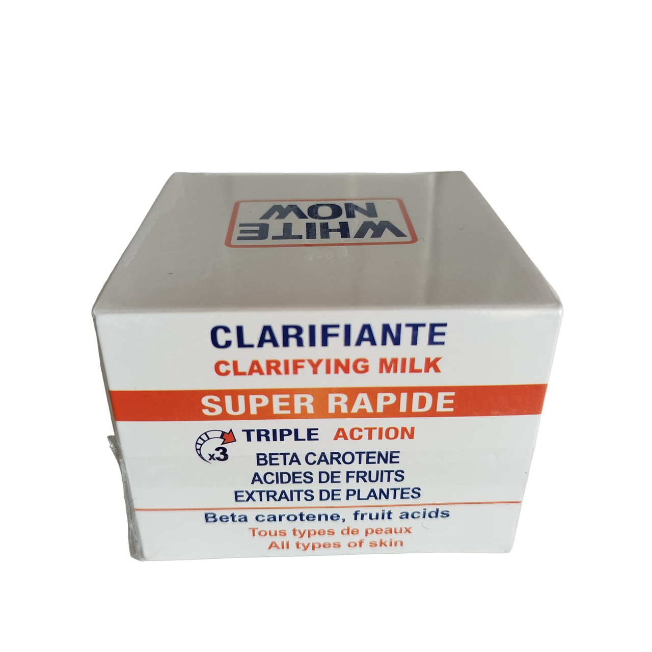 WHITE NOW Clariying Milk Face Cream with Beta Carotene. Reduce Marks, Scars,  Blackheads, Wrinkles, Is Anti-Ageing, Removes Imperfections, Blemishes, Dark Spots, Makes skin Clear & Unifies