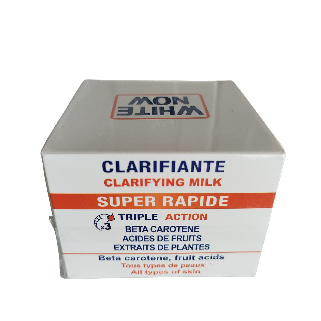 WHITE NOW Clariying Milk Face Cream with Beta Carotene. Reduce Marks, Scars,  Blackheads, Wrinkles, Is Anti-Ageing, Removes Imperfections, Blemishes, Dark Spots, Makes skin Clear & Unifies