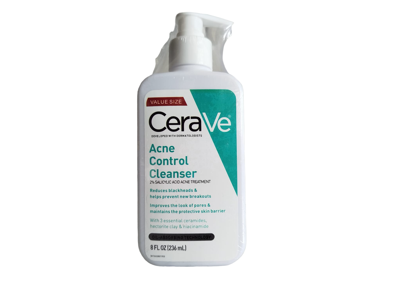 CeraVe Salicylic Acid, Niacinamide & Hectorite Clay ACNE Control Cleanser. Treats Acne, Improve look of pores, Reduce Blackheads, Blemishes, Prevent New Breakouts, Cleanses & Protects skin barrier